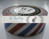 RED WHITE BLUE Air Mail Washi Tape - Postal Stripe Pattern Masking Tape - 15mm x 10m