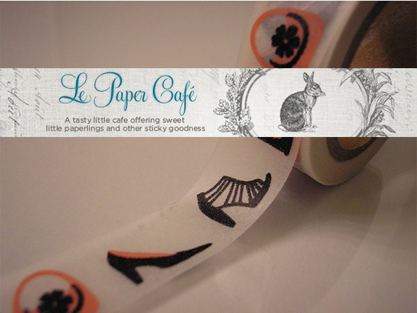 SALE - FASHION ACCESSORIES Pink and Black Washi Tape - Decorative Masking Tape - 15mm x 10m