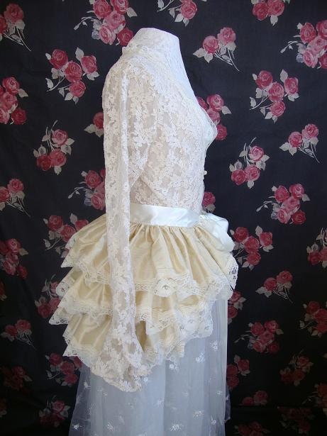 Silk Steampunk Bustle Skirt Gothic Wedding Lolita CREAM SILK  Bridal Victorian By Ophelias Folly