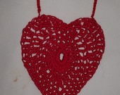 Crocheted Red Heart Necklace
