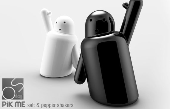 Ceramic 'Pik Me' Salt and Pepper Shakers. Cute and modern.