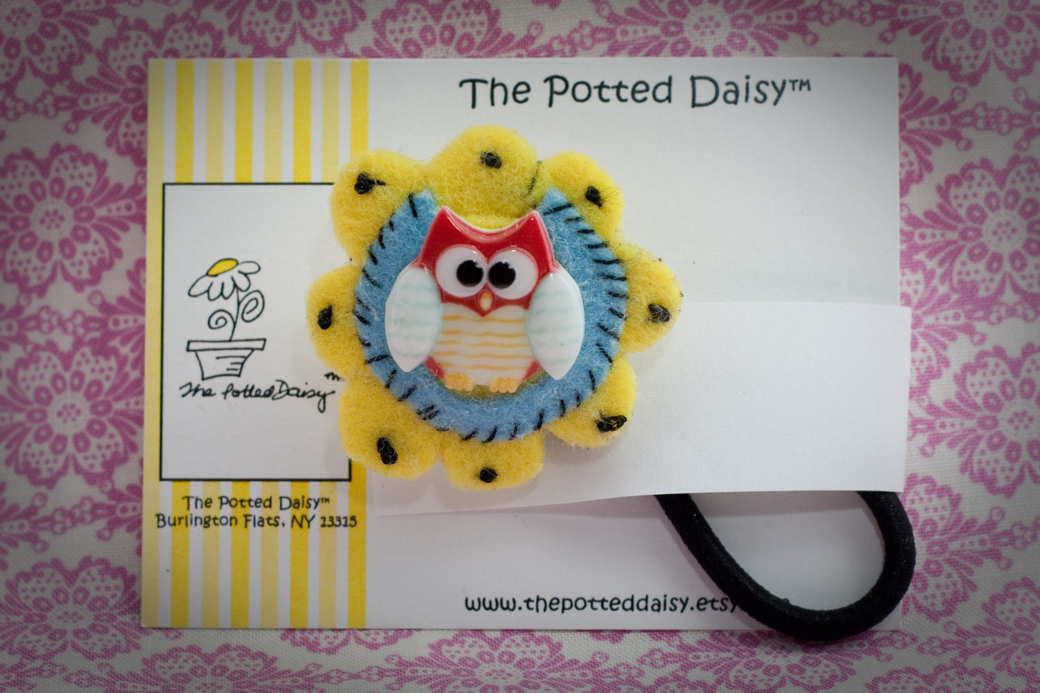 Ponytail Holder: Boutique Style Ponytail Holder with Owl Embellshment