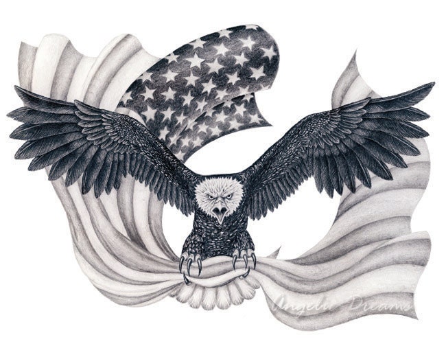 American Eagle - An original graphite drawing presented in a high quality 8 X 10 print.