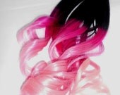 Any Color to Pink/Pastel Pink Ombre Hair Extension -  Full Set Weft Clip Extensions - Ombre
