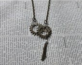 Steampunk Pendant - steampunk delicate cog and pearl pendant