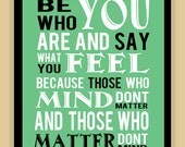 Dr Suess Childrens Be who you are modern print poster 8x10
