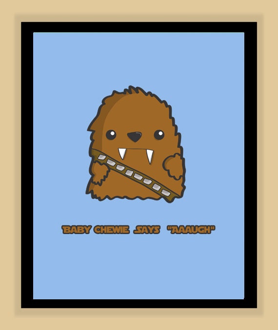 Baby Chewbacca Nursery Art modern print poster 8x10