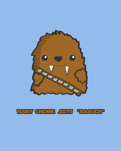 Baby Chewbacca Nursery Art modern print poster 8x10