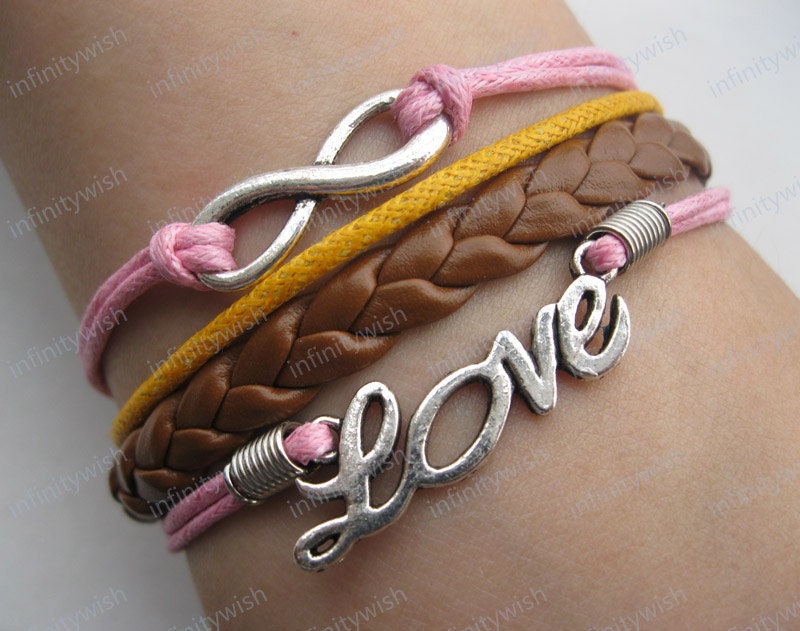 Bracelet-Ture love will go on bracelet,silver love bracelet,infinity wish bracelet -Z172