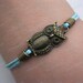 Bracelet-antique bronze owl bracelet,owl wax cord bracelet-Z134