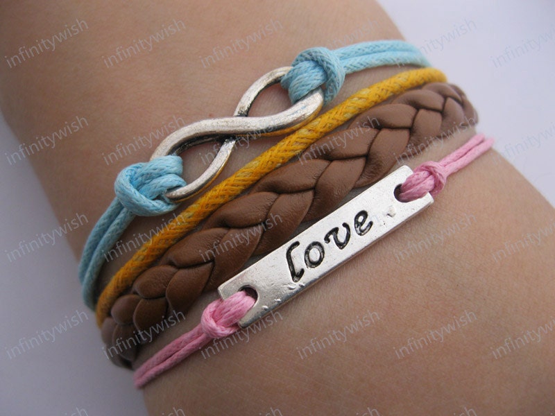 Bracelet-Ture love will go on bracelet,silver love bracelet,infinity bracelet -Z197