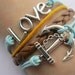 Bracelet-antique silver anchor bracelet,love bracelet, wax cords bracelet-Z224