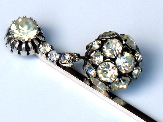 1940s Hair Stick Pin Art Deco Crystal Rhinestone Bridal Wedding Accessory Jewelry Collectable
