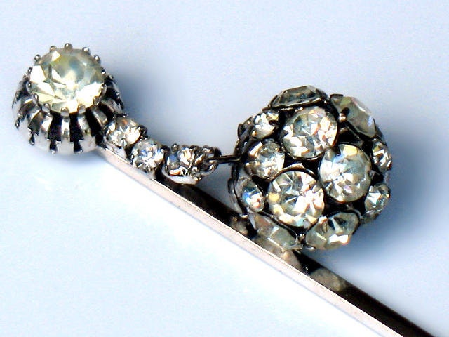 1940s Hair Stick Pin Art Deco Crystal Rhinestone Bridal Wedding Accessory Jewelry Collectable