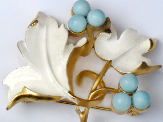 Vintage Sarah Coventry Robin Egg Blue and White Brooch Pin and Earring Set Enamel Signed 1960s Demi Parure RESERVED FOR OLGA.