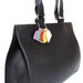 The Simple FARRAGO Tote in Lightly Print Black Italian Cowhide. Red Canvas Lining. Monogrammed Key Ring. UNIQUE.