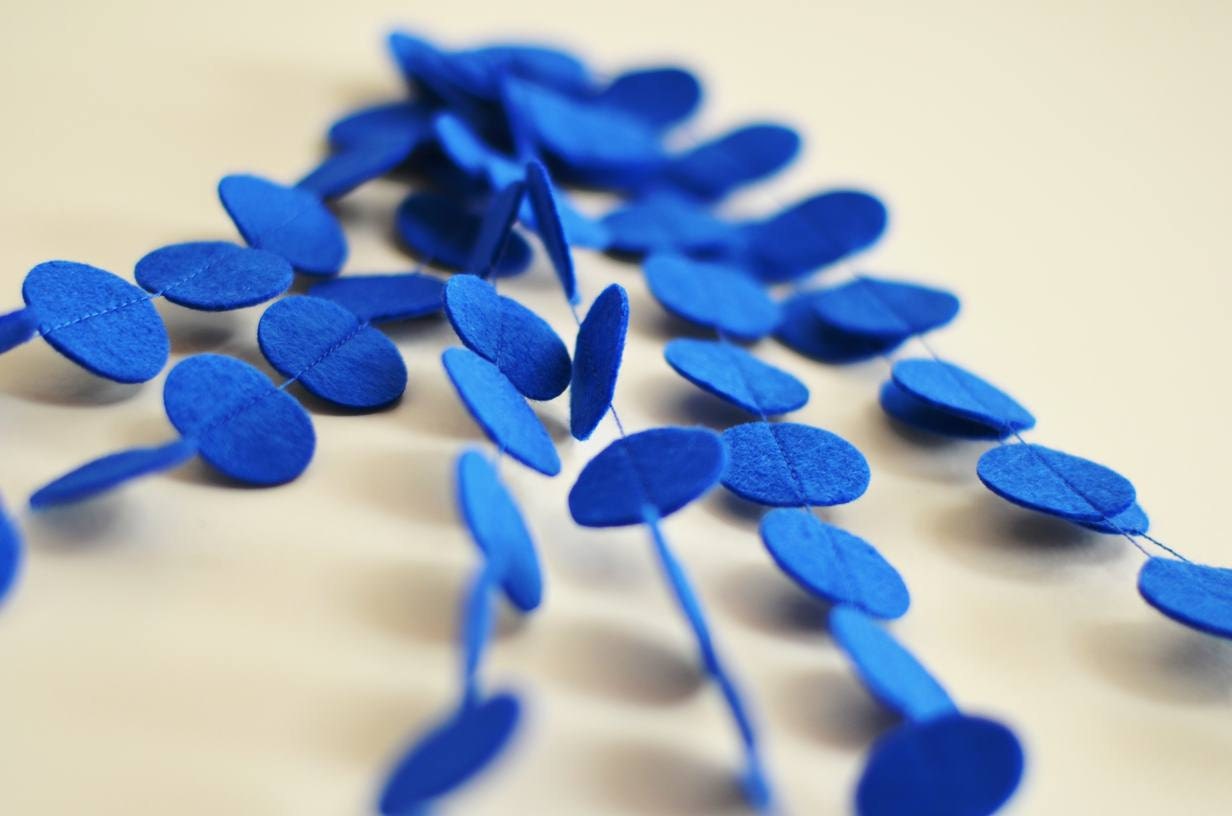 Monaco Blue Birthday Decorations, Felt garland, Party supplies, Boys room banner