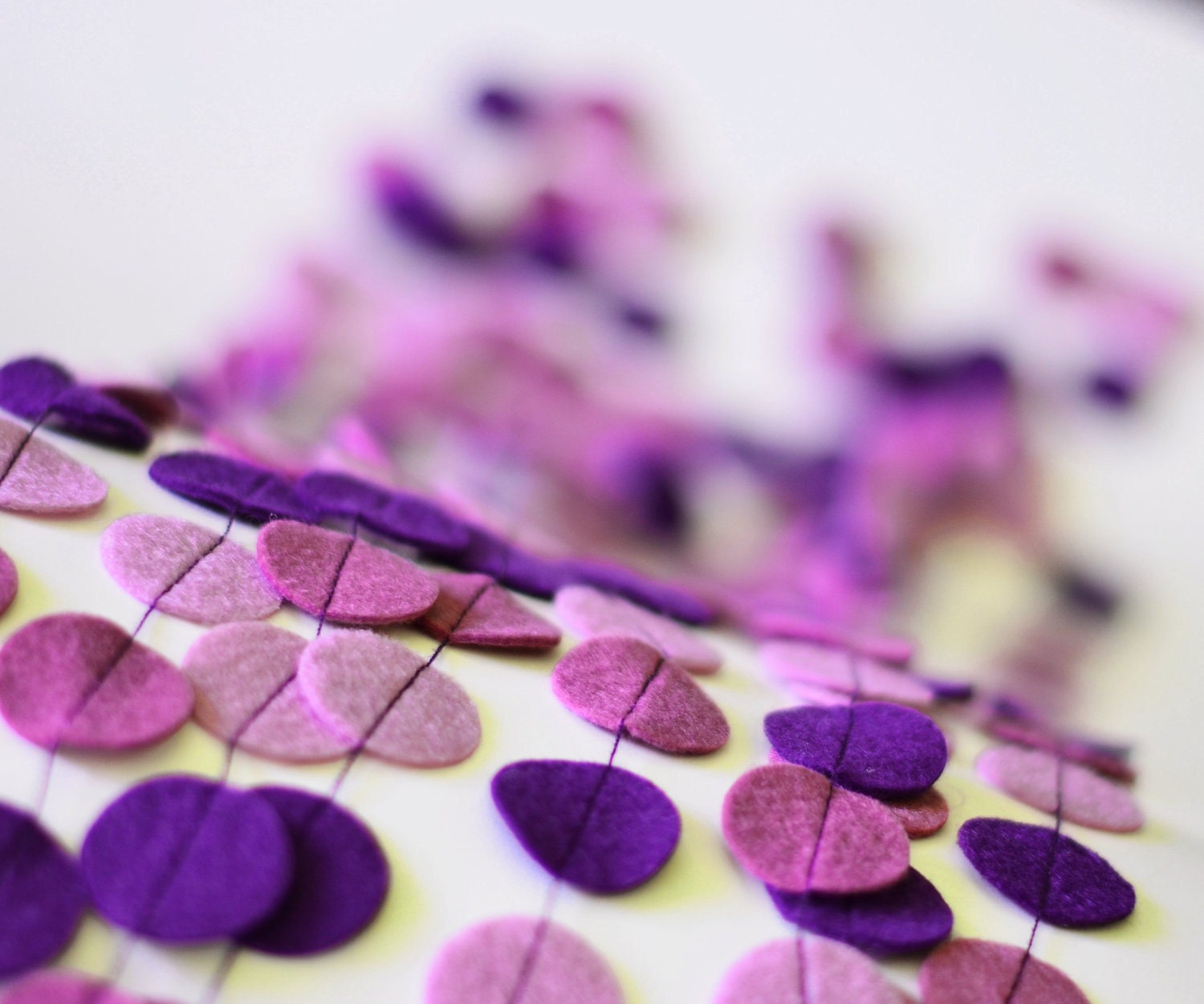 Bright home decor, Felt Garland: Purple Ombre Circles 10 ft.