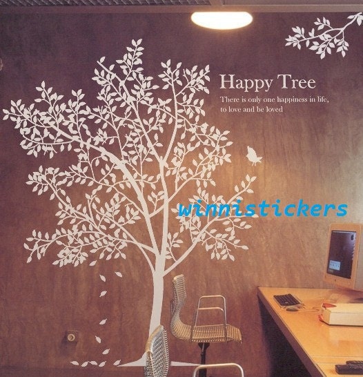 Vinyl Wall Decal Nature Design Tree Wall Decals Wall stickers Nursery wall decal wall art------happy tree