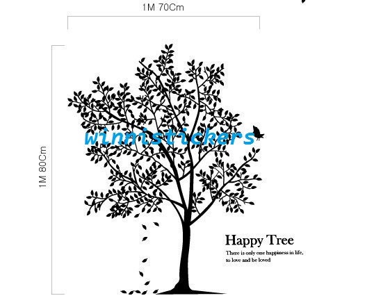 Vinyl Wall Decal Nature Design Tree Wall Decals Wall stickers Nursery wall decal wall art------happy tree