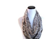 Ivory and Navy print stretch knit infinity scarf