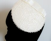 Elizabeth - Vintage Bridal Silk Hand Beaded Cocktail Hat ( Seen in Rock My Wedding)