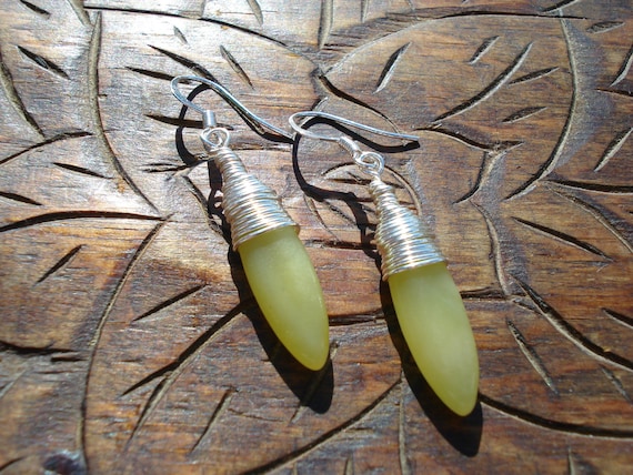 Wire wrapped yellow gemstone dangle earrings
