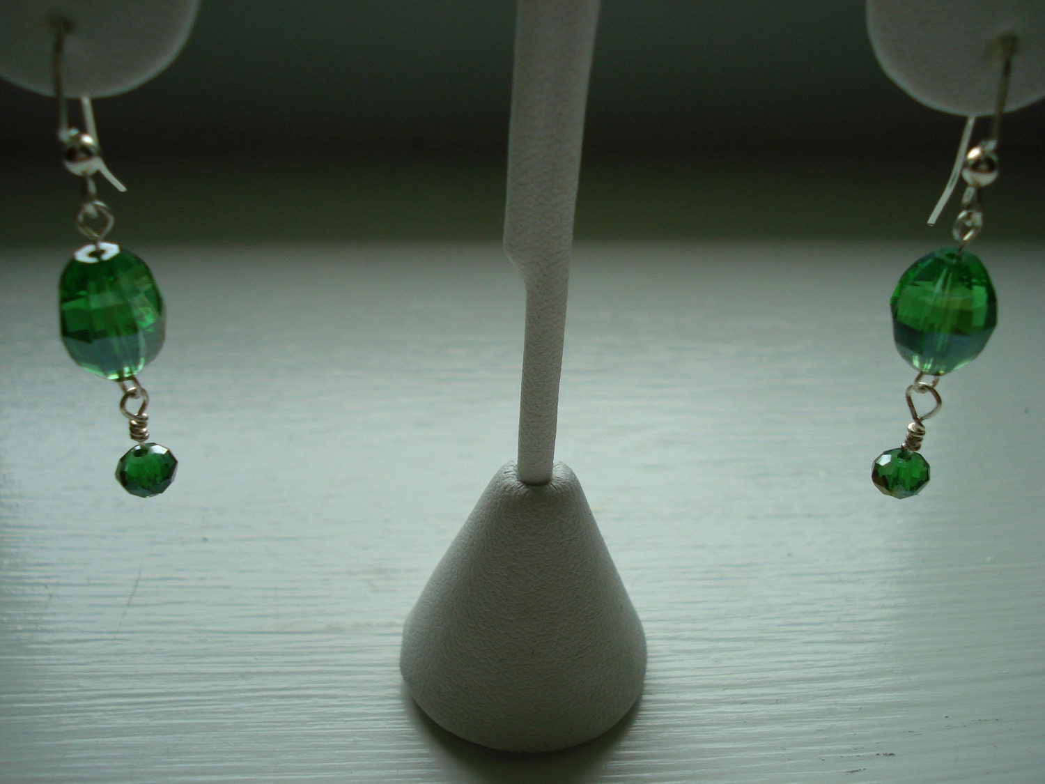 Watermelon green crystal dangle earring