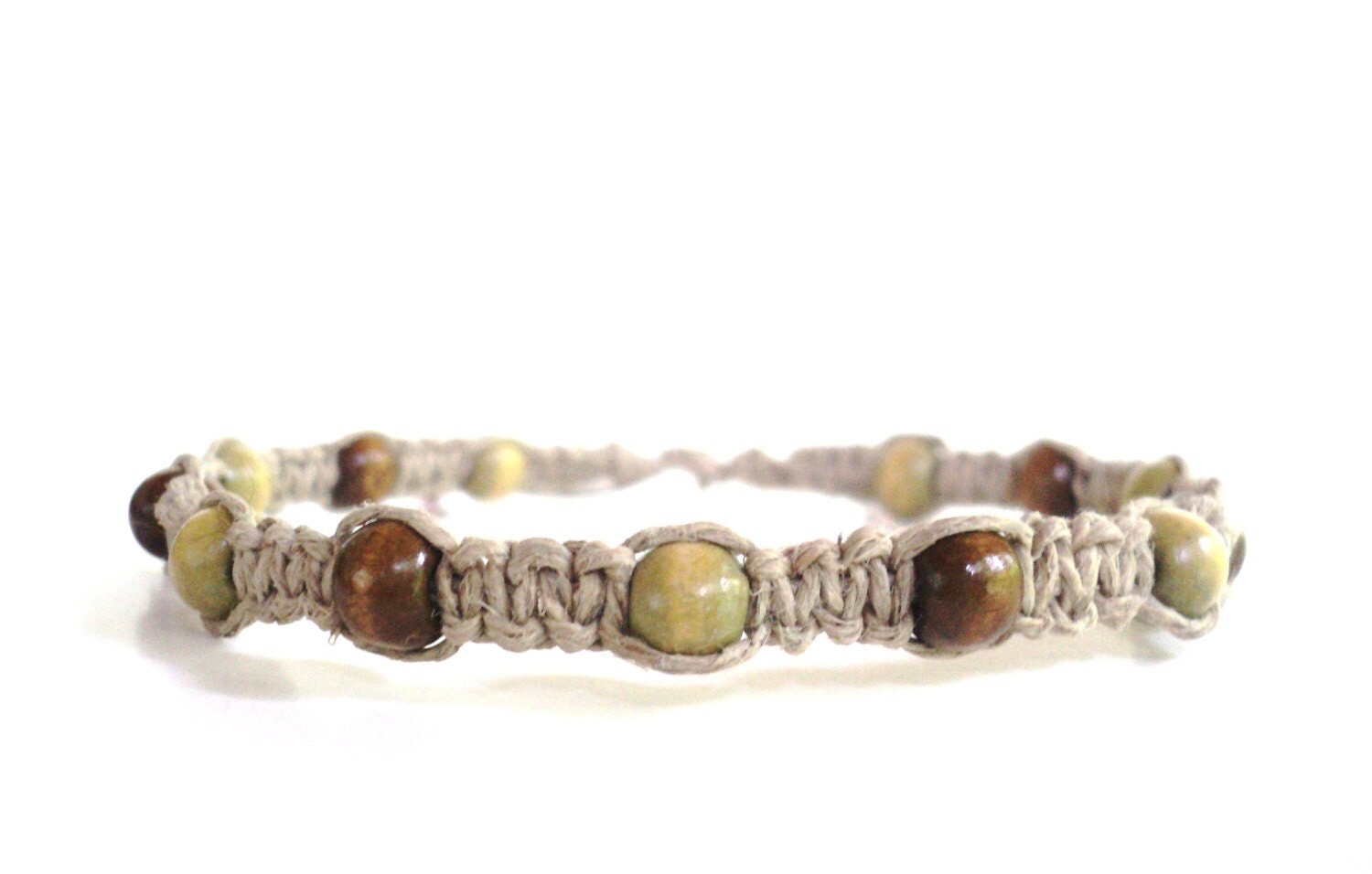 Holiday Sale Hemp Macrame Anklet Bohemian Wood beads Gift For Her Christmas Stocking Stuffer Item A77