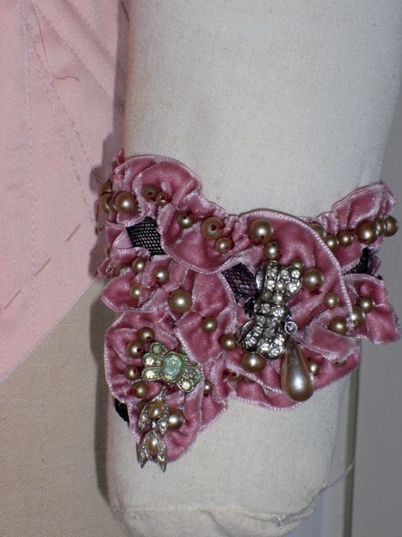 Marie Antoinette Velvet Vintage Rhinestone jewel Cuff Romantic Paris Wedding