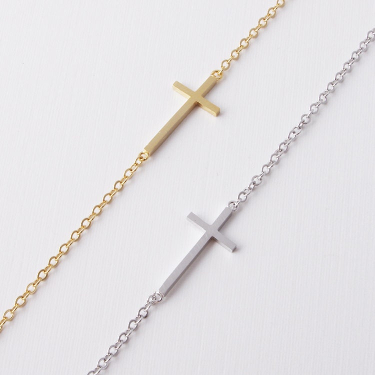 Gold/ Silver Sideways Cross Bracelet