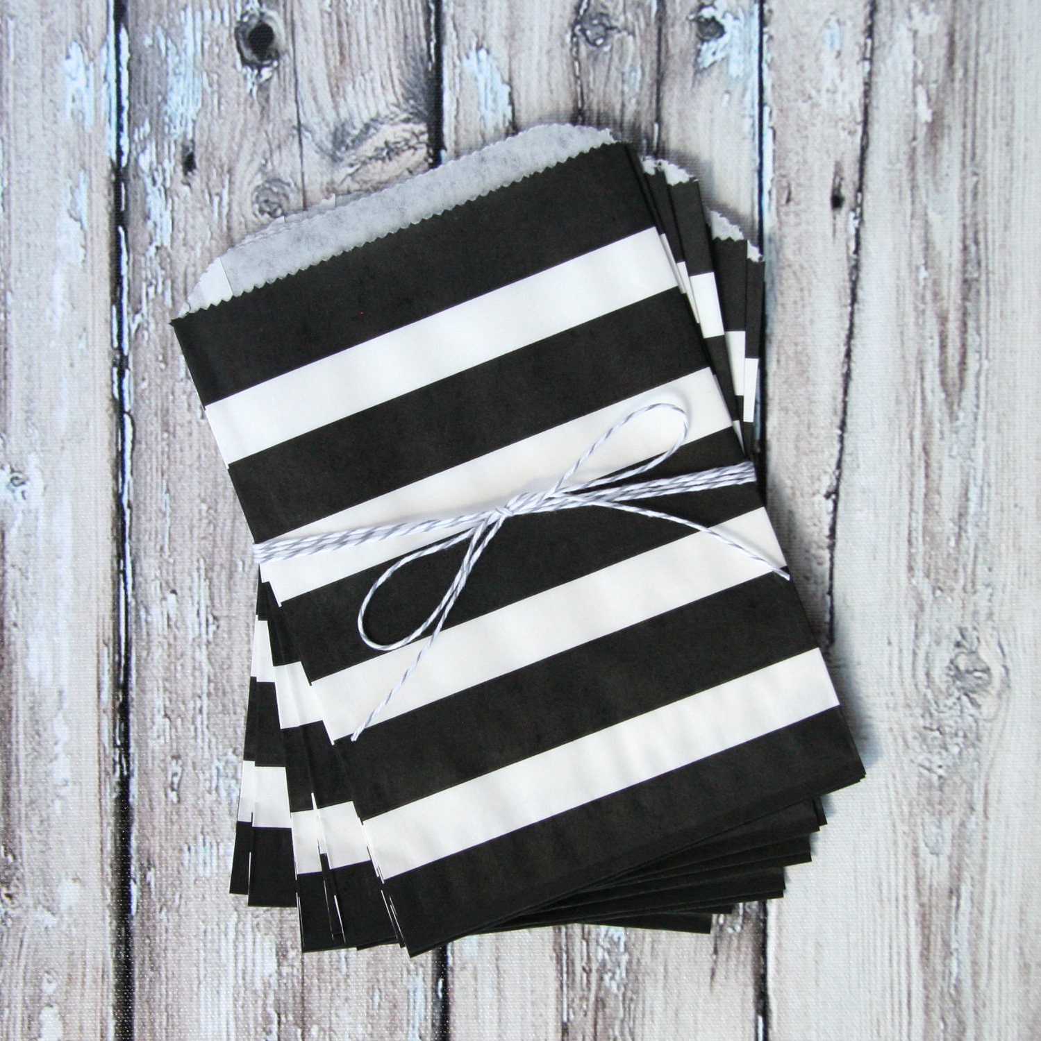 Favor Treat Bags with Free Printable Thank You Tags - Black Stripes - The TomKat Studio