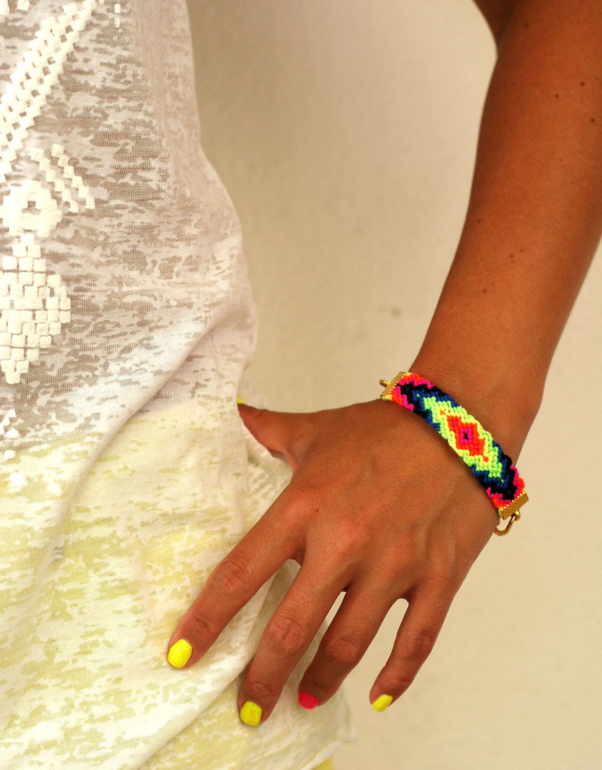 Chunky Chain Friendship Bracelet in Bright Neons.