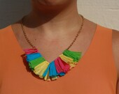 Rainbow Chevron Statement Necklace