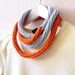 Knitted color block orange and pale blue skinny infinity rope necklace scarf by PL wear