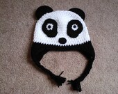 Panda Crochet Earflap Hat