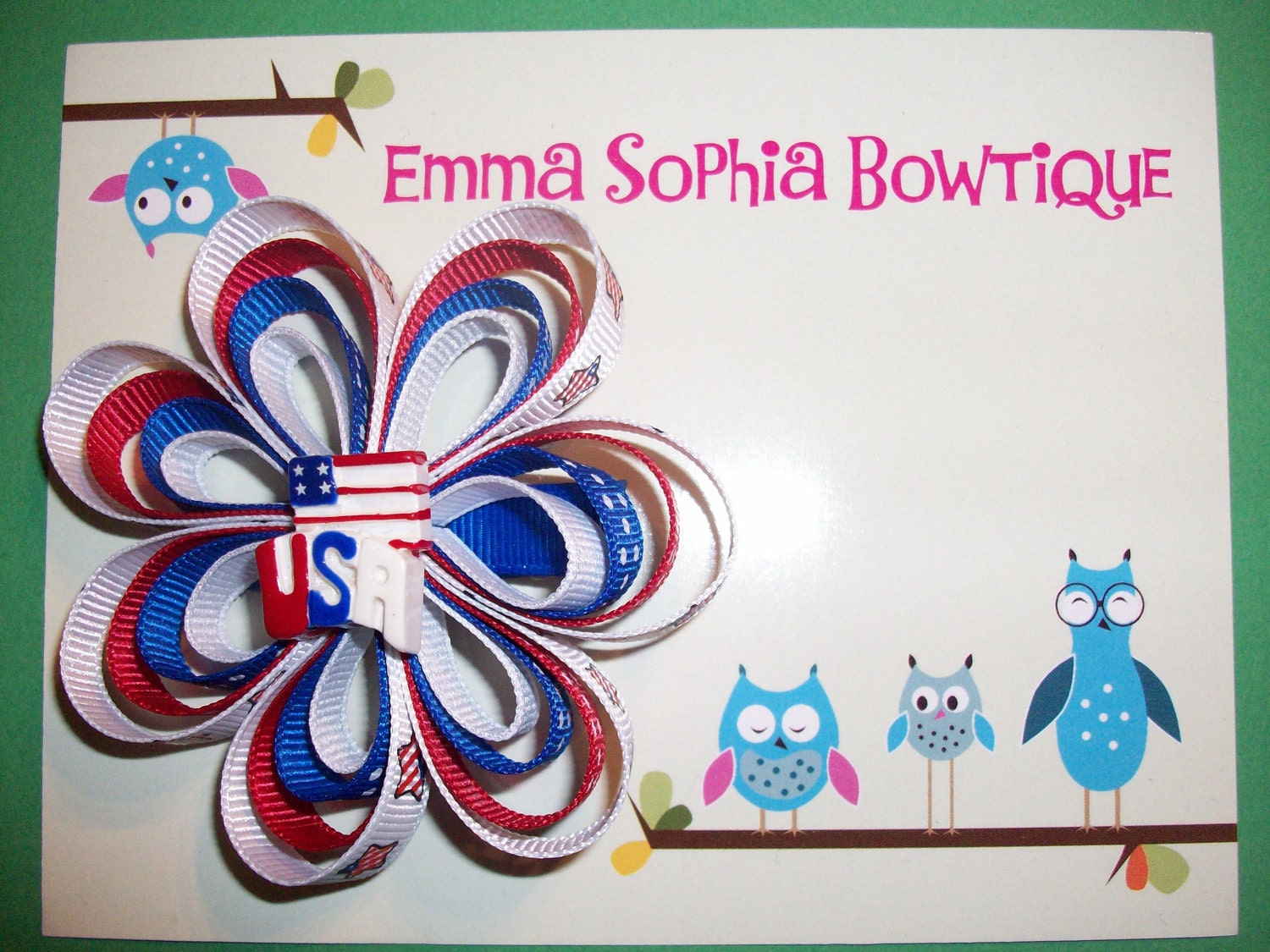 Fourth of July Flower Ribbon Sculpture Hair Clip