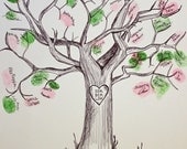 Hand Drawn Ink Guest Book Tree