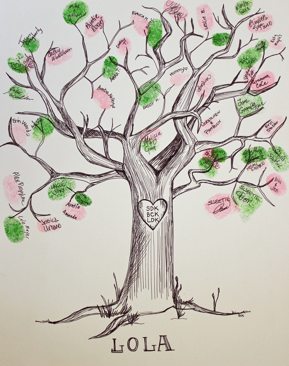 Hand Drawn Ink Guest Book Tree