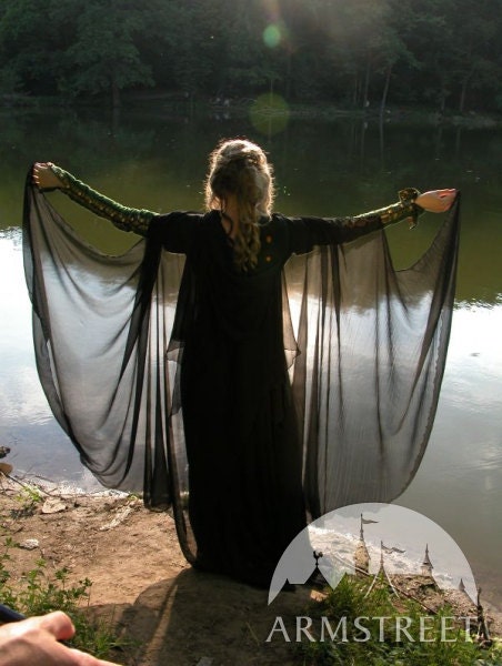 Black Misterious Magic Fantasy Cloak