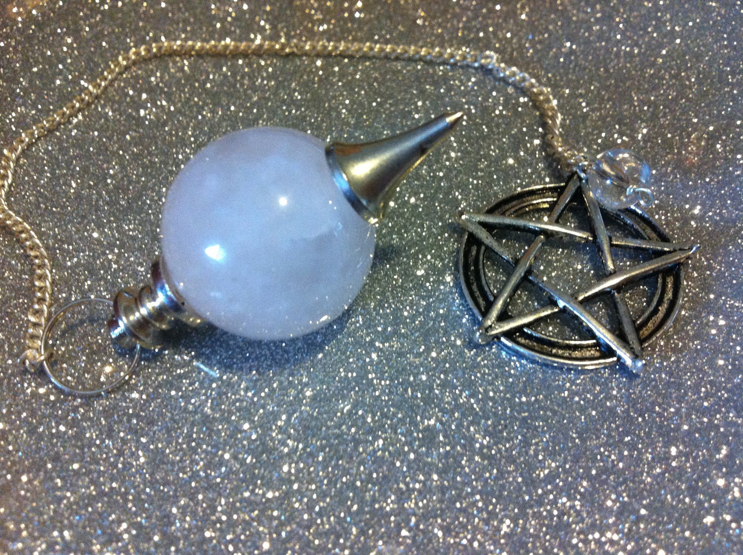 Rose Quartz Sphere Pentacle Pendulum