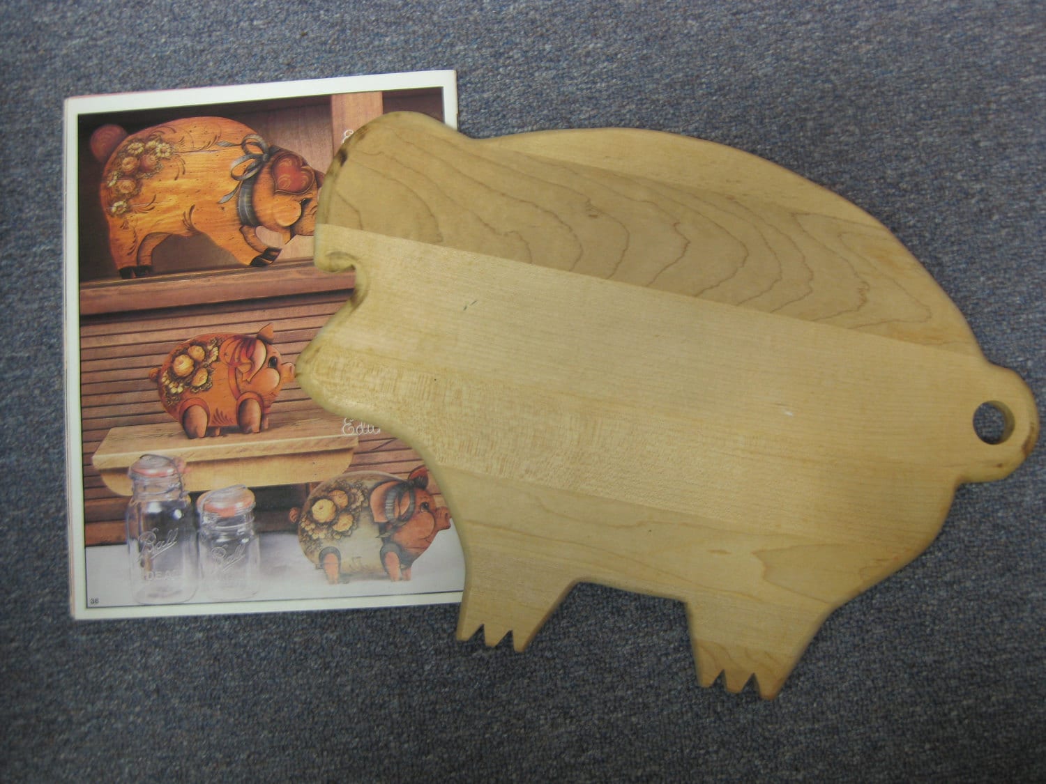 Wood Cutting Board Pig with Painting Pattern Book by by justatouch