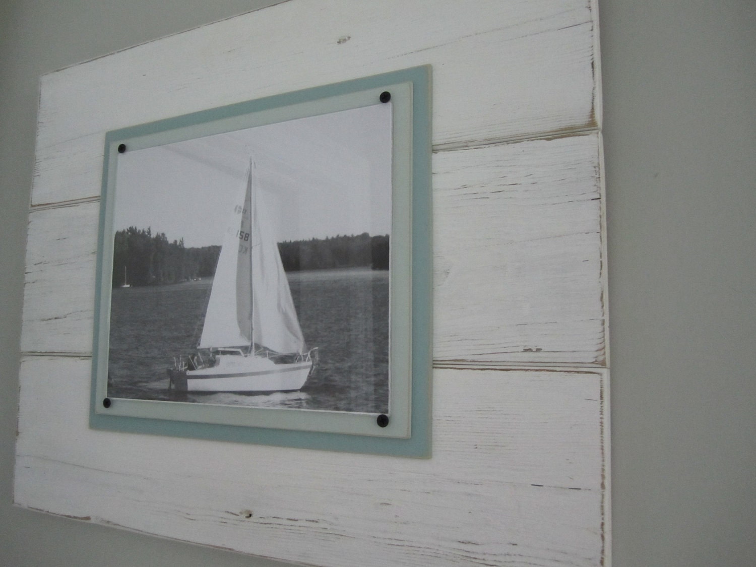 Large Distressed White Plank Frame for 8x10 Photo