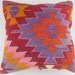 Modern Bohemian Home Decor , Embroidered Handwoven Striped Vintage Tribal Turkish Kilim Pillow cover 18" x 18"