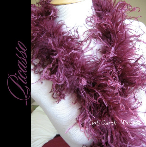 1ft (12inch) Wonderful WINE Curly Ostrich feathers marabou for curly ostrich puffs, hair clips, beanies, kufis, angel wings