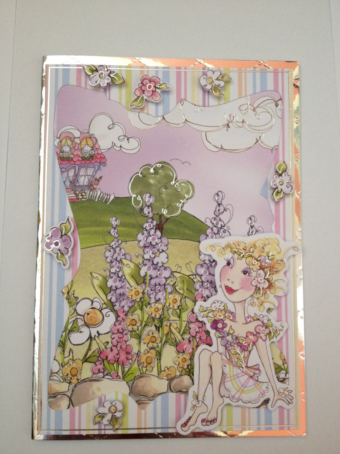 loralie,womens card, girls card, children, unique design, friendship, birthday, hand made, special occasion, 3d greeting card