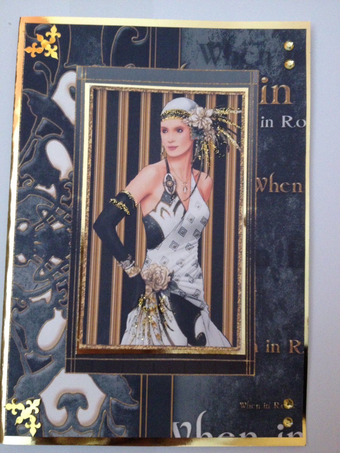 Art deco era, prom design, wedding, glitter, embellishments, gold, greeting, birthday card, mothers day, special occasion, 3d,friendship.