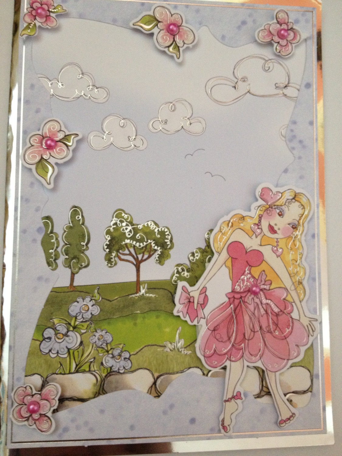 loralie,womens card, girls card, children, unique design, friendship, birthday, hand made, special occasion, 3d greeting card