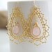 Rose Quartz Earrings - Bezel Set Stone Earrings - Gold and Pink Earrings - Bridal Jewelry
