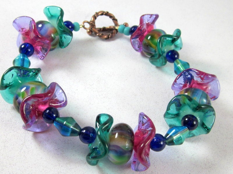 Multicolor Lampwork Bracelet, Beadwork Bracelet, Glass Beads Bracelet, Beaded Jewelry, Women's Jewelry, Gifts for Her